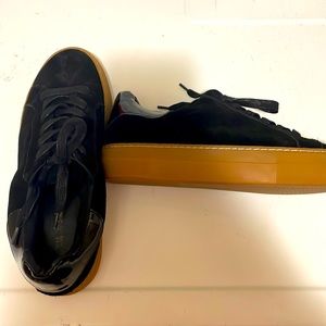 Black suede platform sneakers size 8